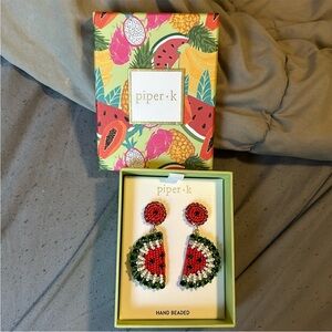 Piper K Watermelon Hand Beaded Earrings